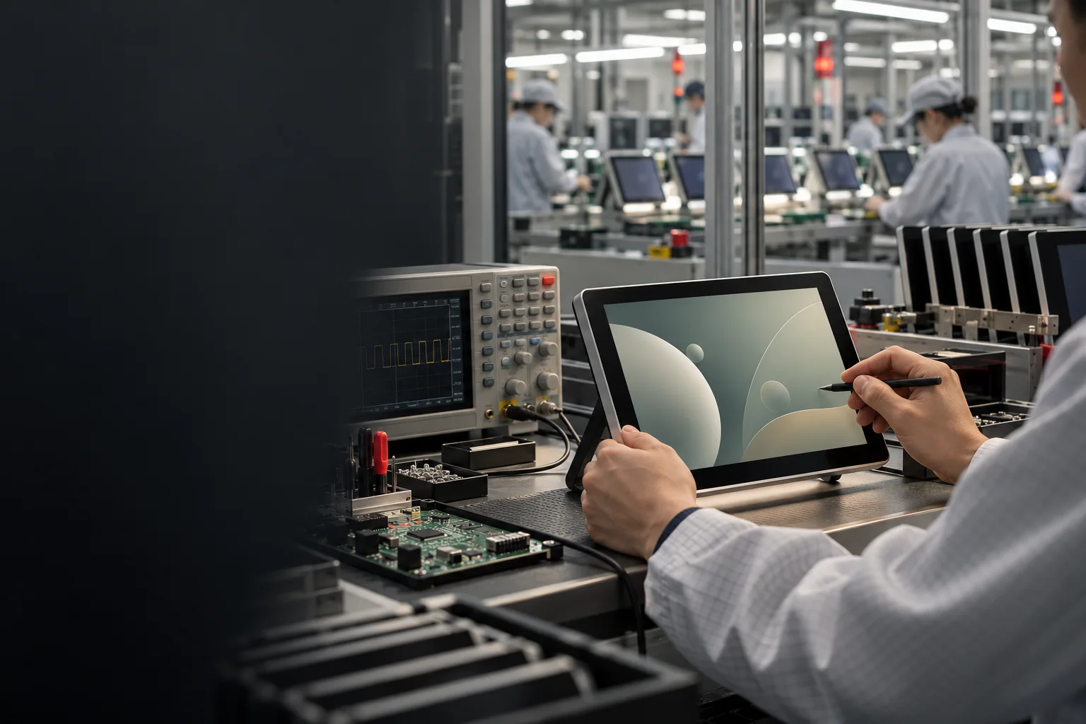 Illustrative smart display engineering and assembly scene